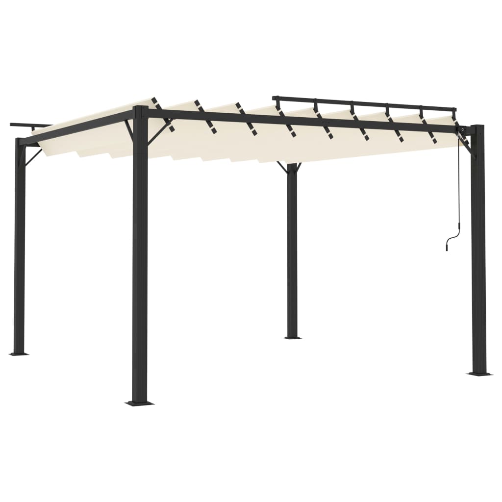vidaXL Pergola mit Lamellendach 3x3 m Creme Stoff und Aluminium