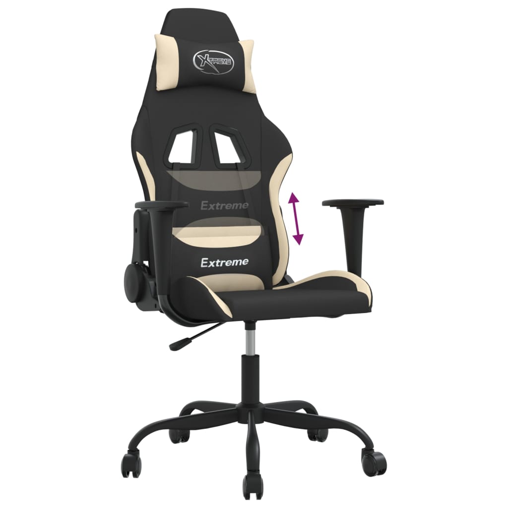 vidaXL Gaming-Stuhl Schwarz und Creme Stoff