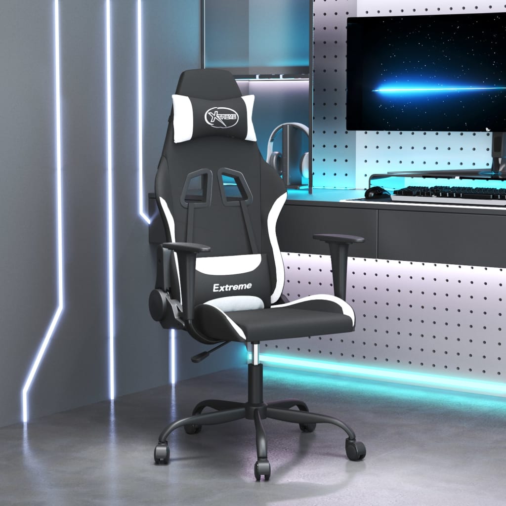 vidaXL Gaming-Stuhl Schwarz und Creme Stoff