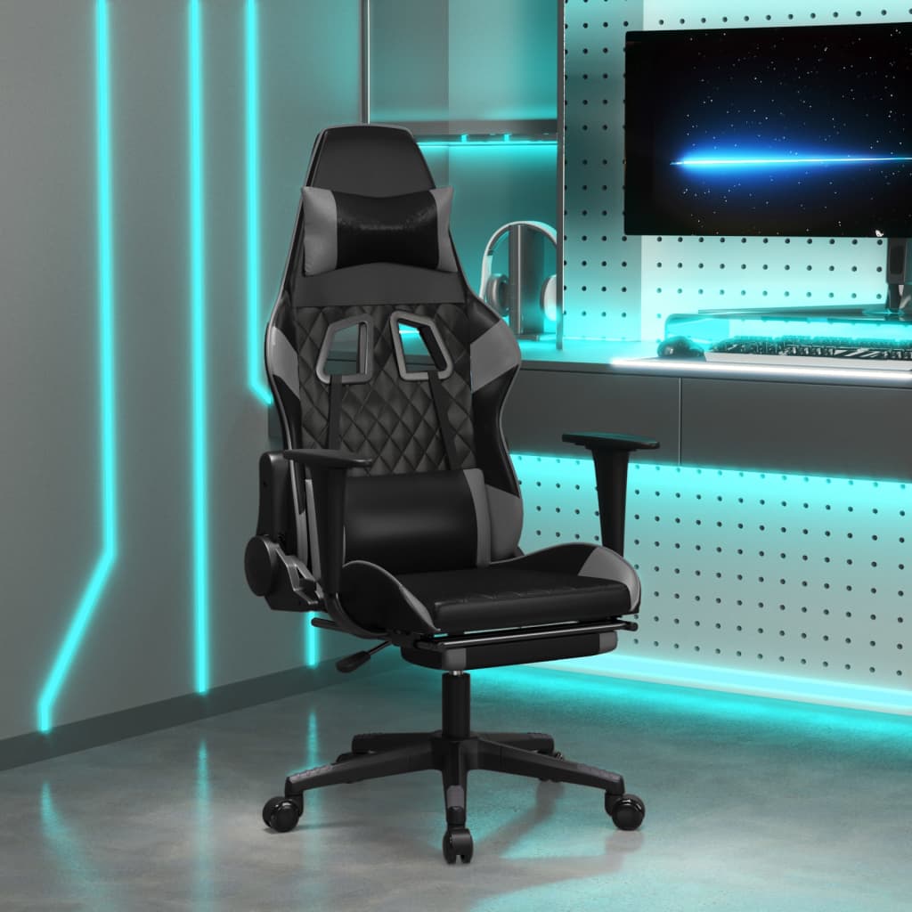 vidaXL Gaming-Stuhl Schwarz und Blau Kunstleder