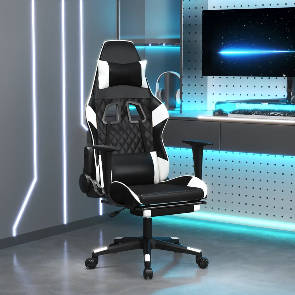 vidaXL Gaming-Stuhl Schwarz und Blau Kunstleder