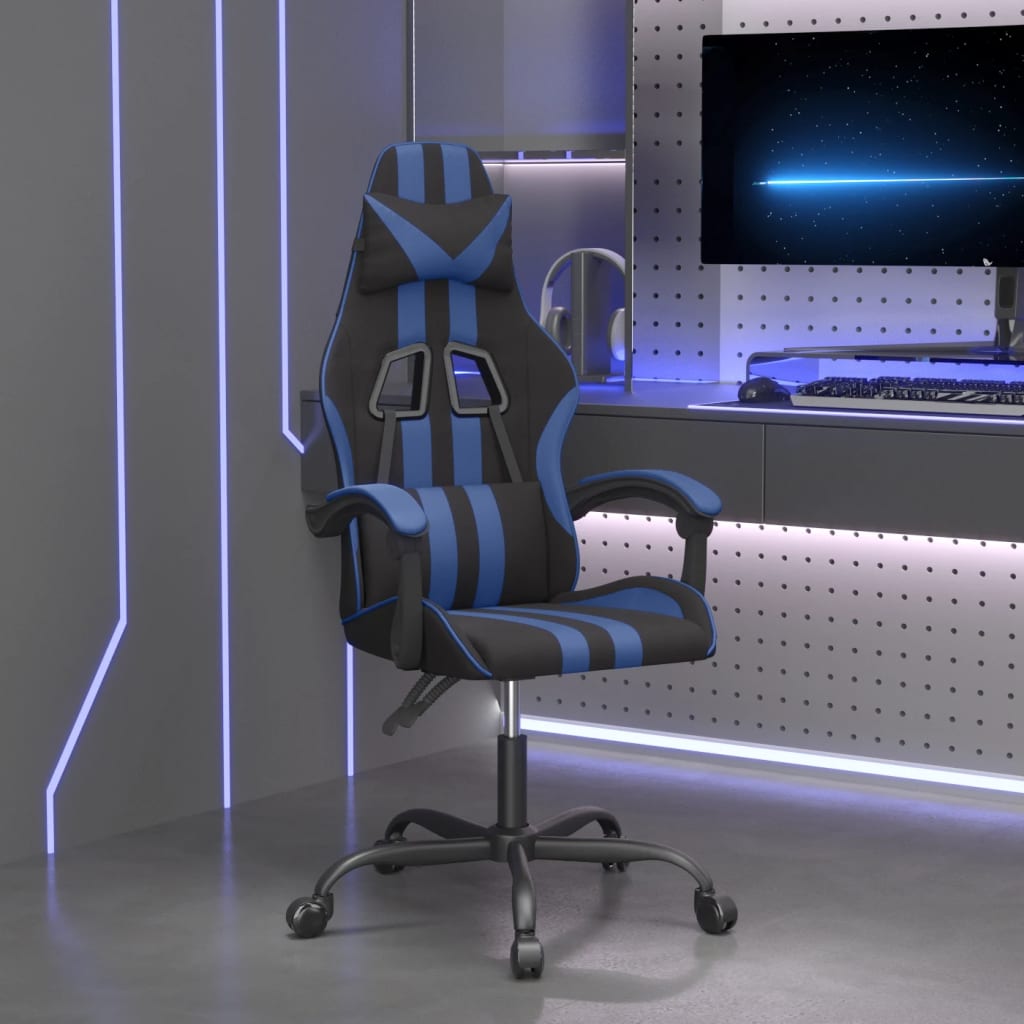 vidaXL Gaming-Stuhl Schwarz und Blau Kunstleder