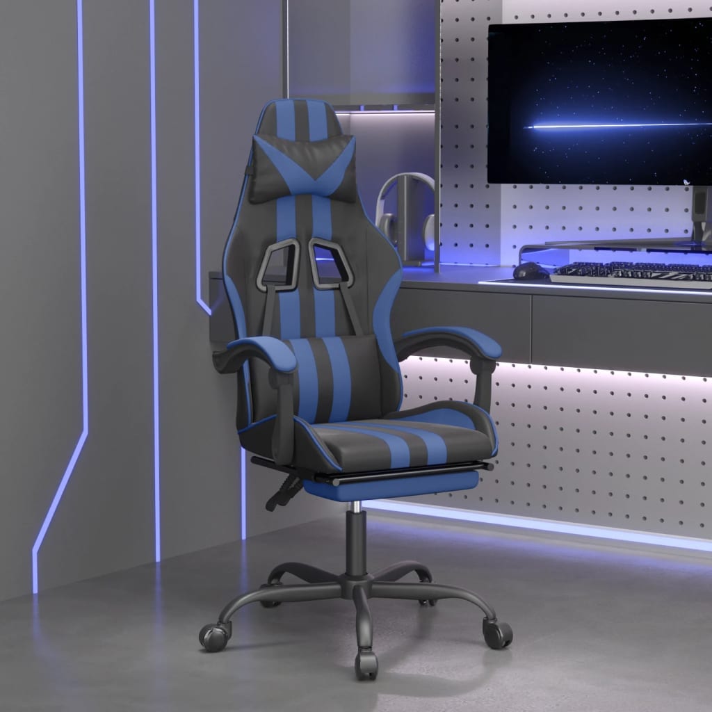 vidaXL Gaming-Stuhl Schwarz und Blau Kunstleder