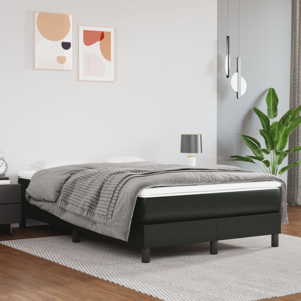 vidaXL Boxspringbett mit Matratze Schwarz 80x200 cm Kunstleder