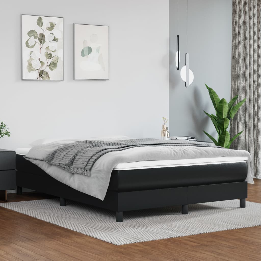 vidaXL Boxspringbett mit Matratze Schwarz 80x200 cm Kunstleder