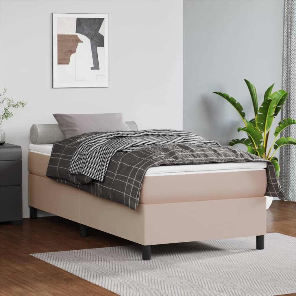 vidaXL Boxspringbett mit Matratze Schwarz 80x200 cm Kunstleder