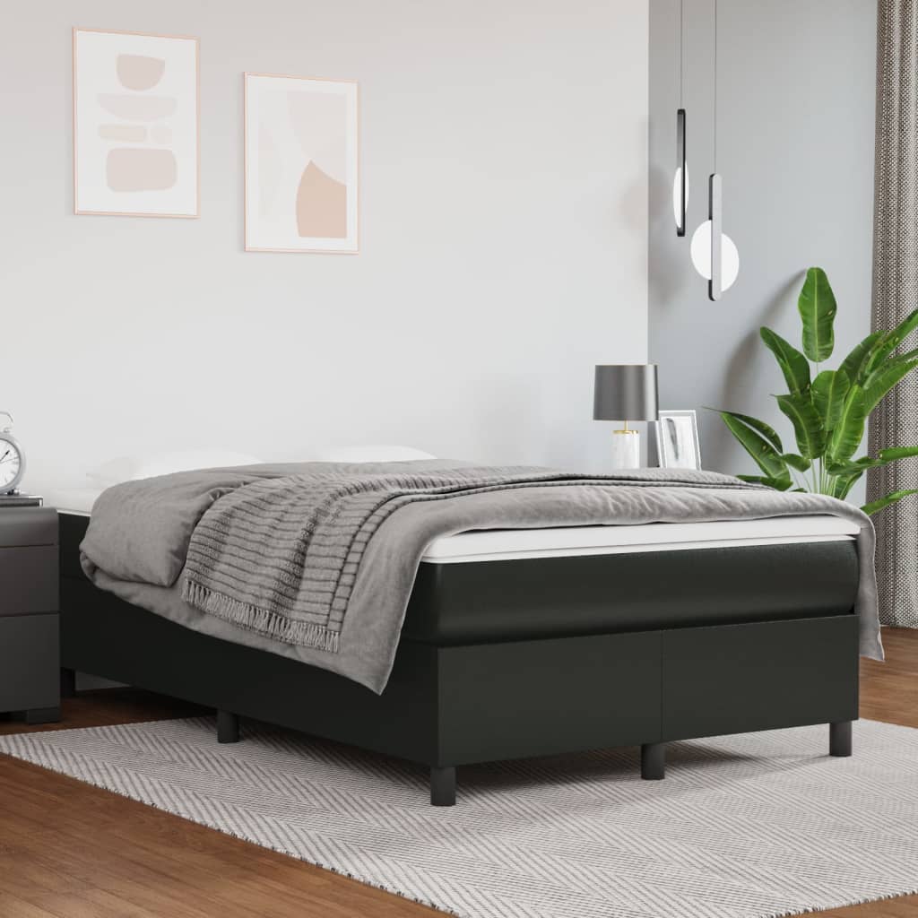 vidaXL Boxspringbett mit Matratze Schwarz 80x200 cm Kunstleder