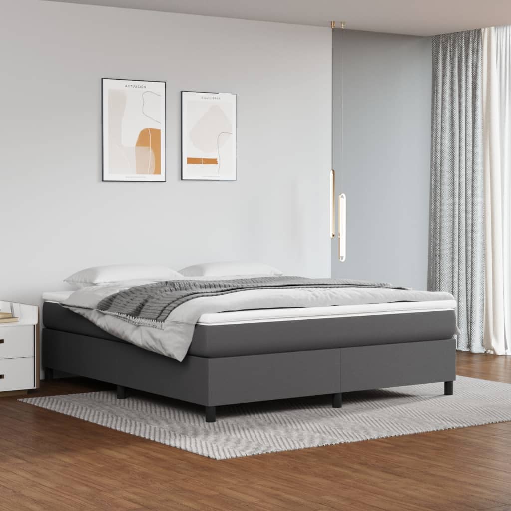 vidaXL Boxspringbett mit Matratze Schwarz 80x200 cm Kunstleder