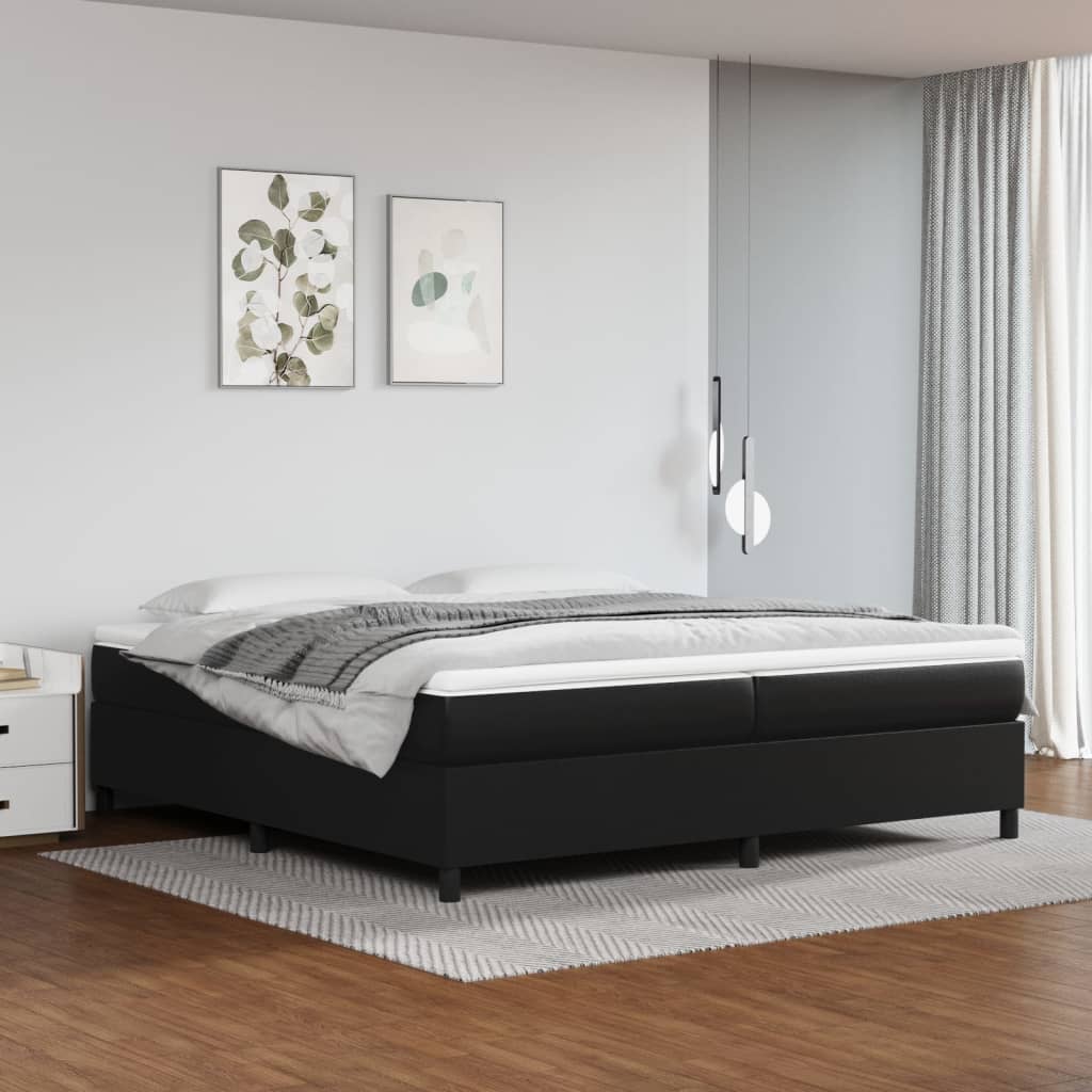 vidaXL Boxspringbett mit Matratze Schwarz 80x200 cm Kunstleder