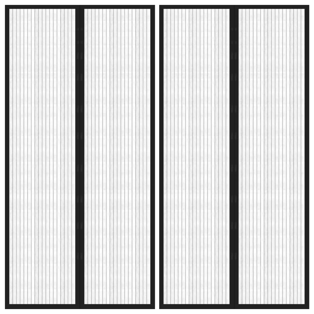 vidaXL Fliegengitter-Türvorhänge 2 Stk. Magnet Schwarz 200x80 cm