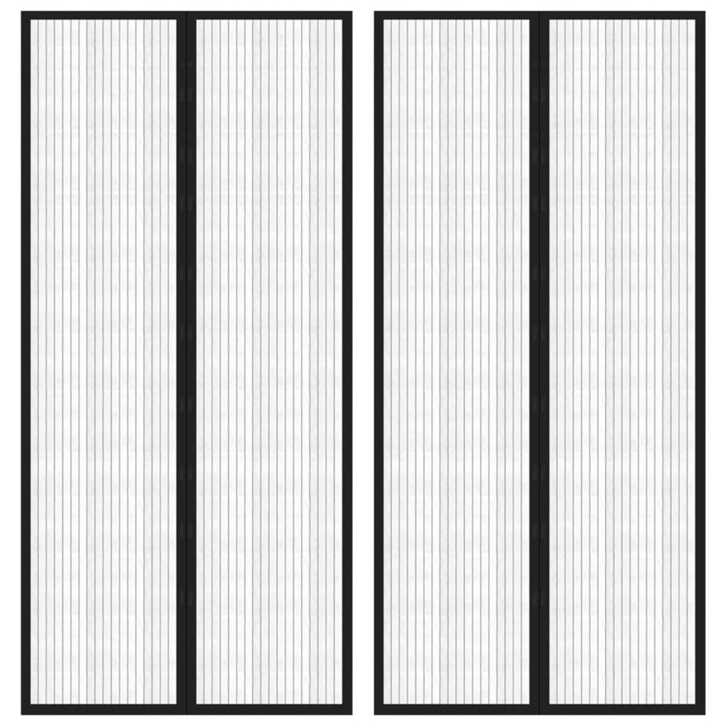 vidaXL Fliegengitter-Türvorhänge 2 Stk. Magnet Schwarz 200x80 cm