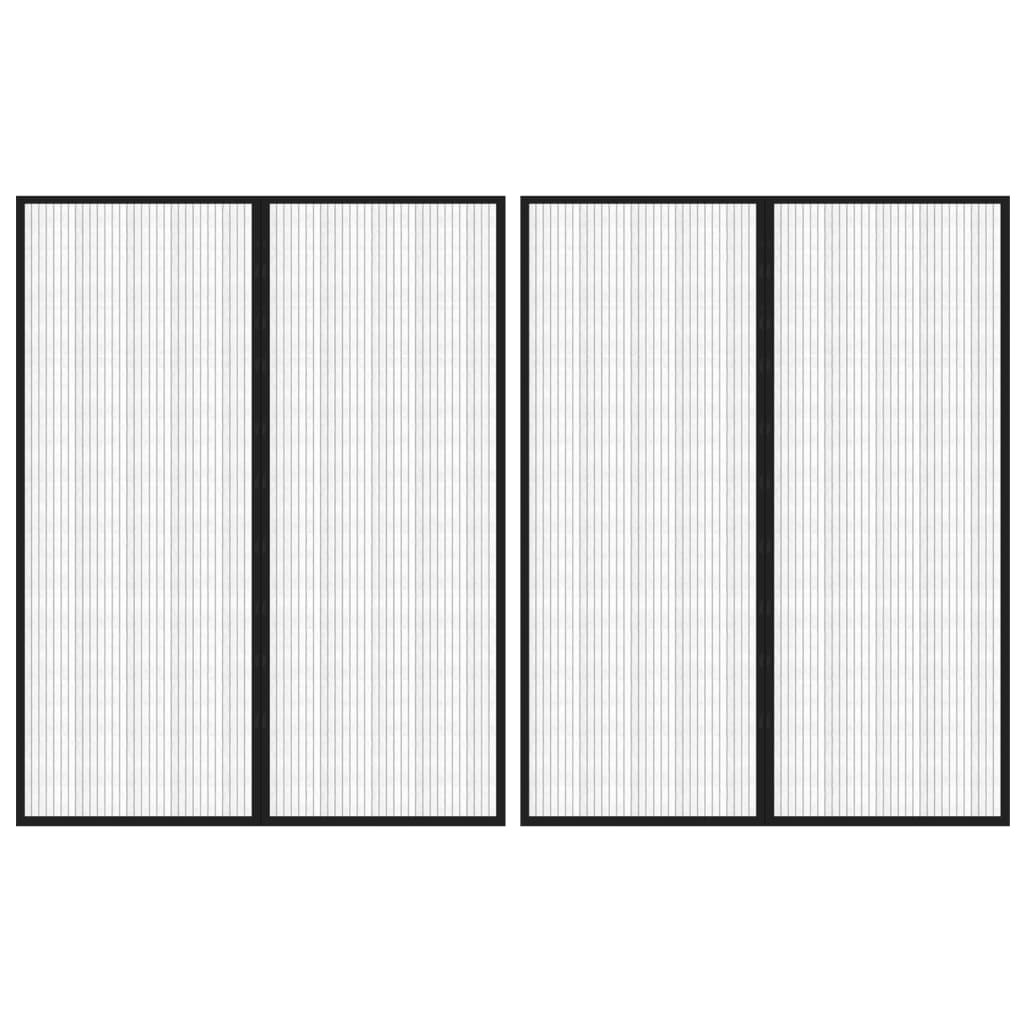 vidaXL Fliegengitter-Türvorhänge 2 Stk. Magnet Schwarz 200x80 cm