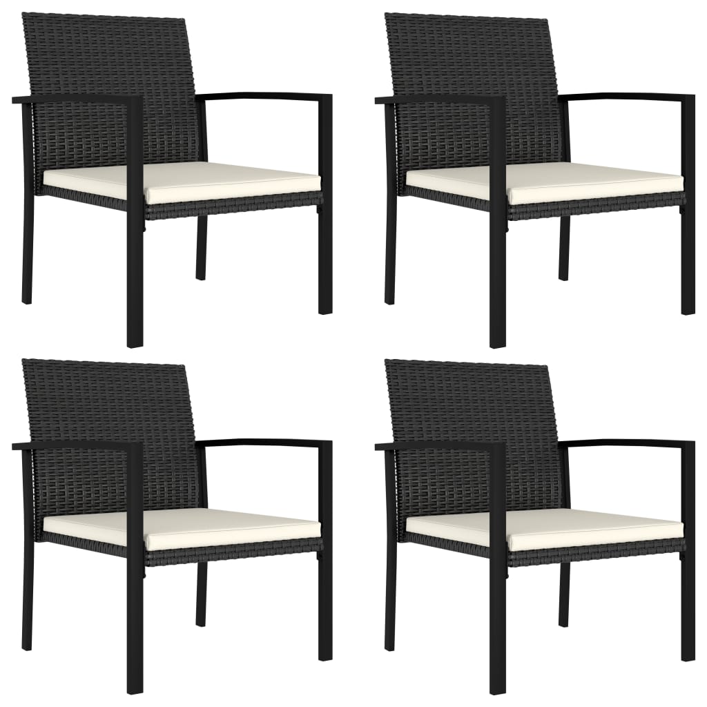 vidaXL Garten-Essstühle 2 Stk. Poly Rattan Schwarz