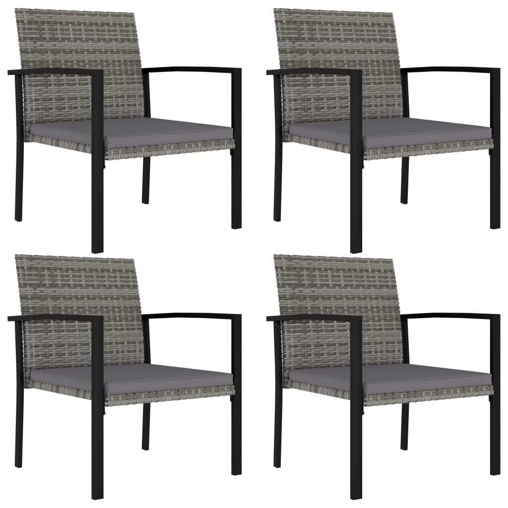 vidaXL Garten-Essstühle 2 Stk. Poly Rattan Schwarz