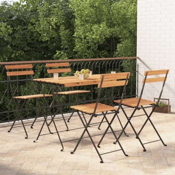 vidaXL 5-tlg. Bistro-Set Klappbar Massivholz Akazie und Stahl
