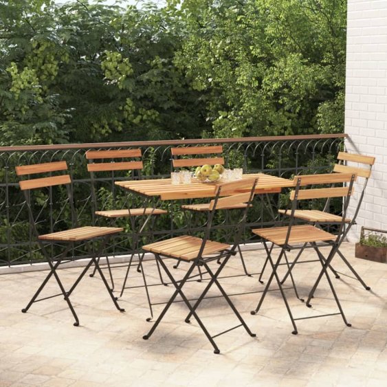 vidaXL 5-tlg. Bistro-Set Klappbar Massivholz Akazie und Stahl