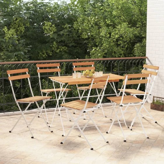vidaXL 5-tlg. Bistro-Set Klappbar Massivholz Akazie und Stahl