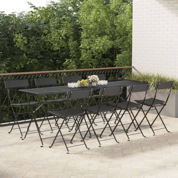 vidaXL Bistrostühle 4 Stk. Klappbar Schwarz Poly Rattan und Stahl