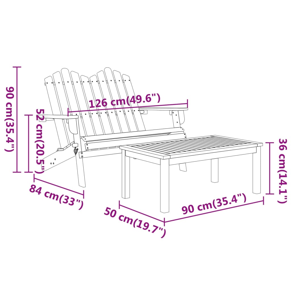 vidaXL 4-tlg. Garten-Lounge-Set Adirondack Massivholz Akazie