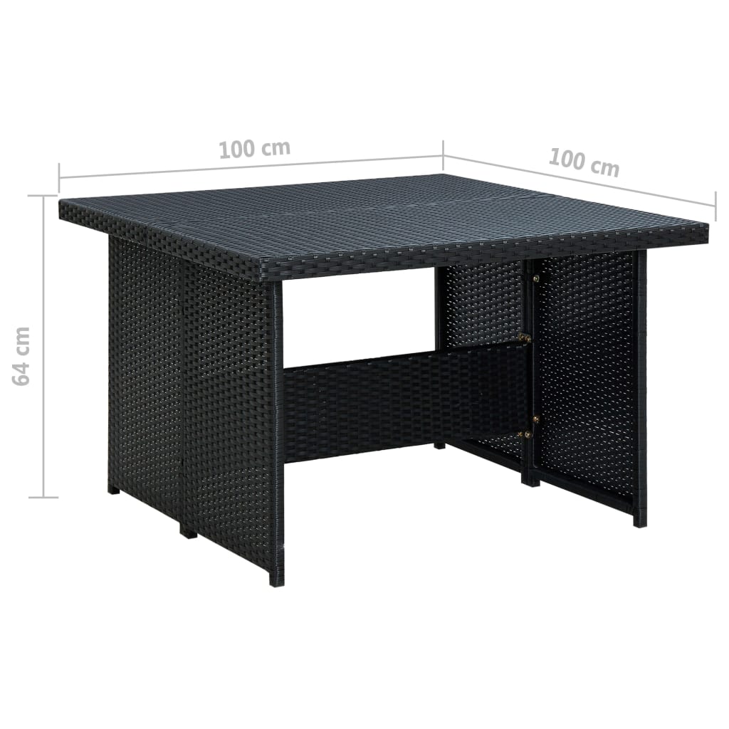 vidaXL 6-tlg. Garten-Lounge-Set mit Auflagen Poly Rattan Schwarz