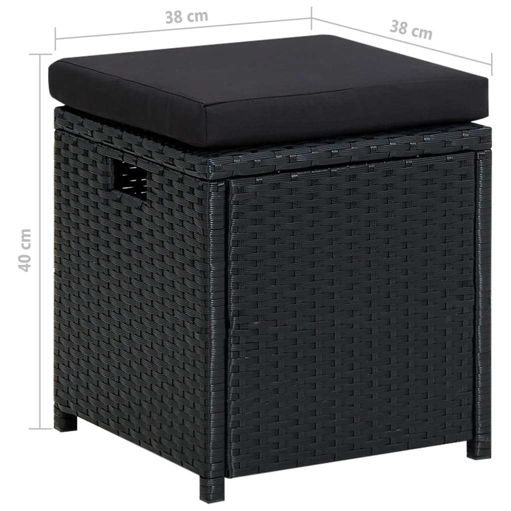 vidaXL 6-tlg. Garten-Lounge-Set mit Auflagen Poly Rattan Schwarz