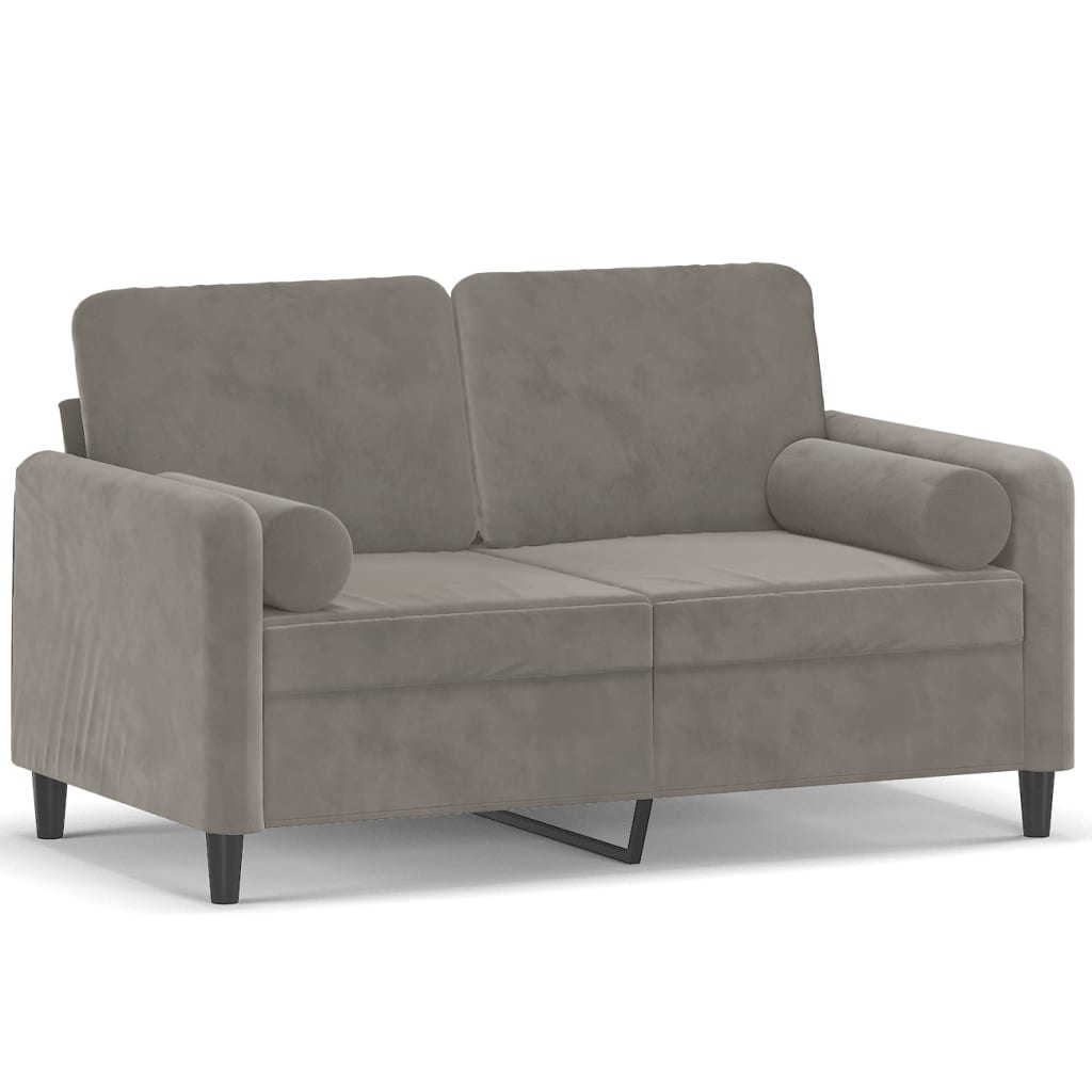 vidaXL 2-Sitzer-Sofa mit Kissen Hellgrau 120 cm Samt
