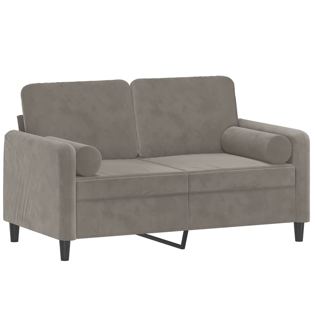vidaXL 2-Sitzer-Sofa mit Kissen Hellgrau 120 cm Samt