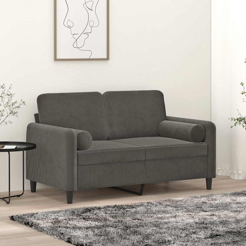 vidaXL 2-Sitzer-Sofa mit Kissen Hellgrau 120 cm Samt