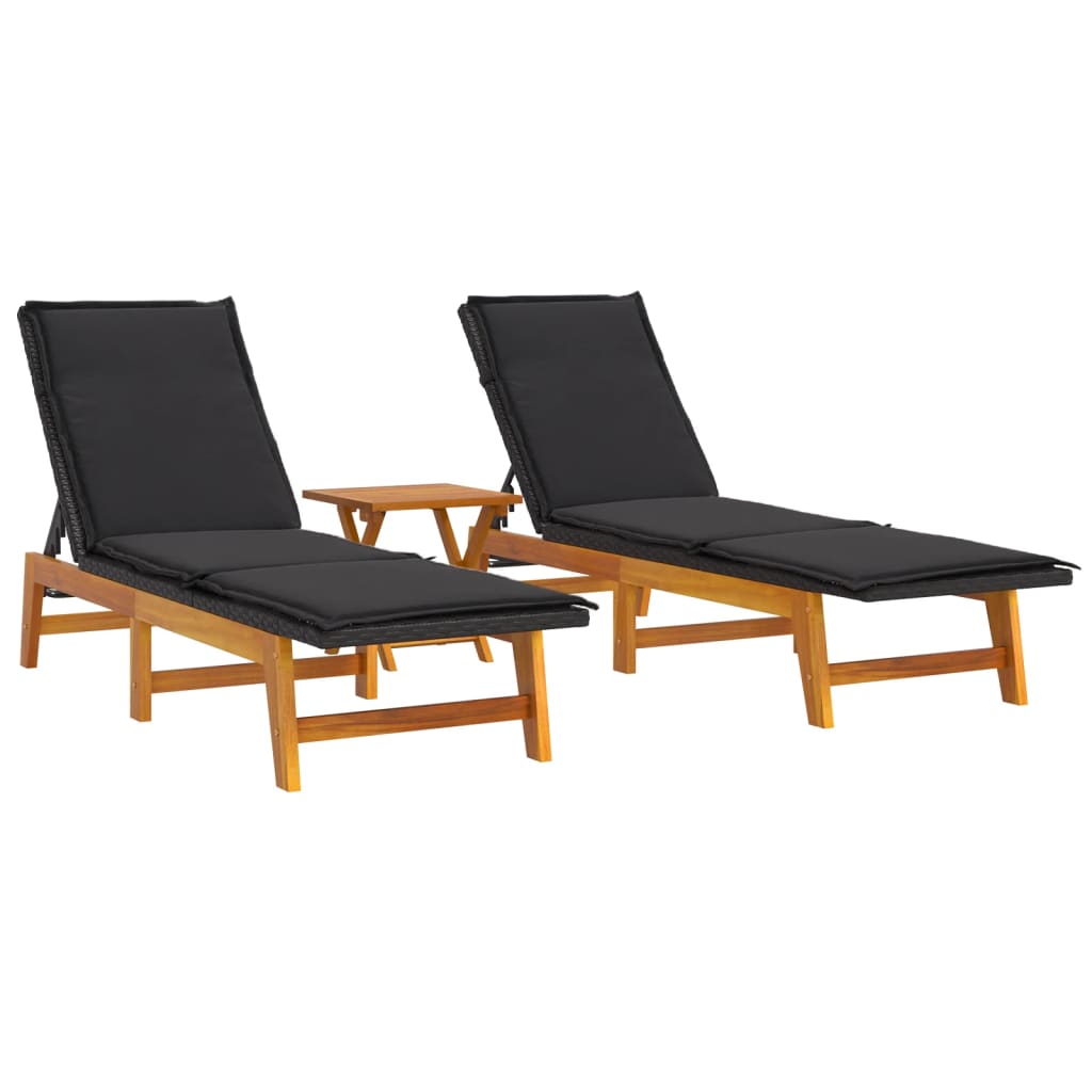 vidaXL 3-tlg. Garten-Lounge-Set Poly Rattan & Massivholz Akazie