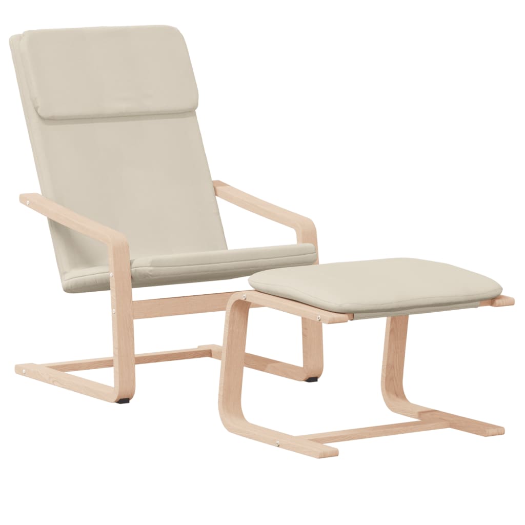 vidaXL Relaxsessel mit Hocker Creme Stoff