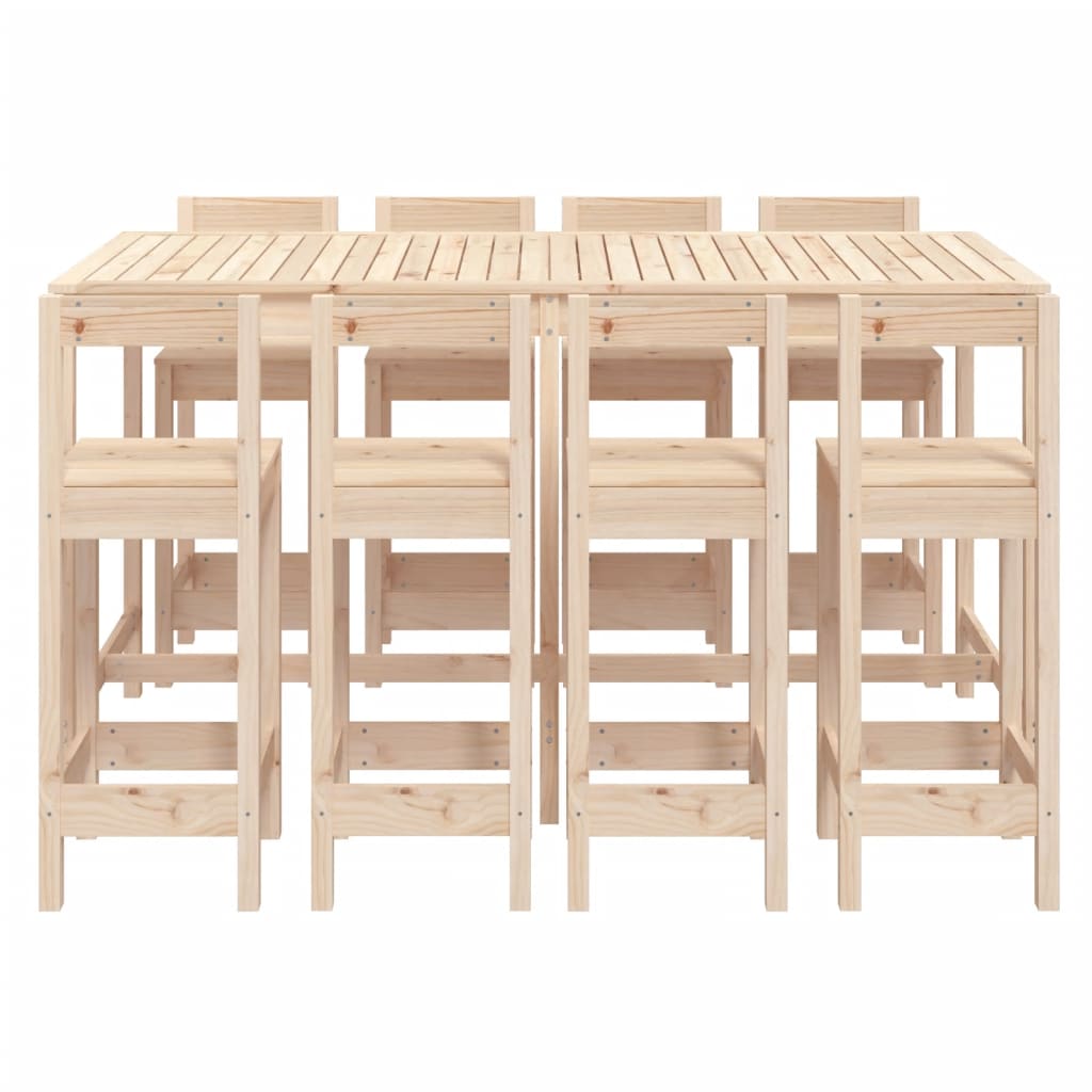 vidaXL 9-tlg. Gartenbar-Set Massivholz Kiefer