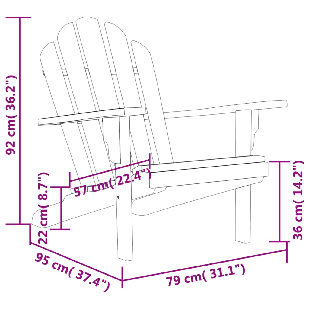 vidaXL Adirondack-Gartenstühle 2 Stk. 79x95x92 cm Massivholz Teak