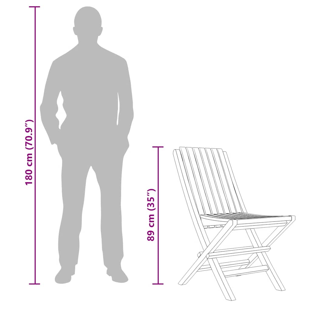 vidaXL Gartenstühle 4 Stk. Klappbar 47x47x89 cm Massivholz Teak