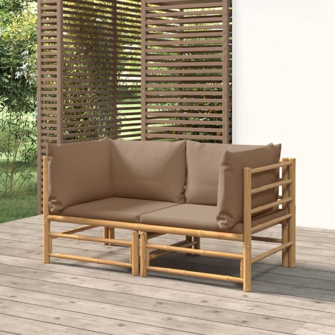 vidaXL 6-tlg. Garten-Lounge-Set mit Hellgrauen Kissen Bambus