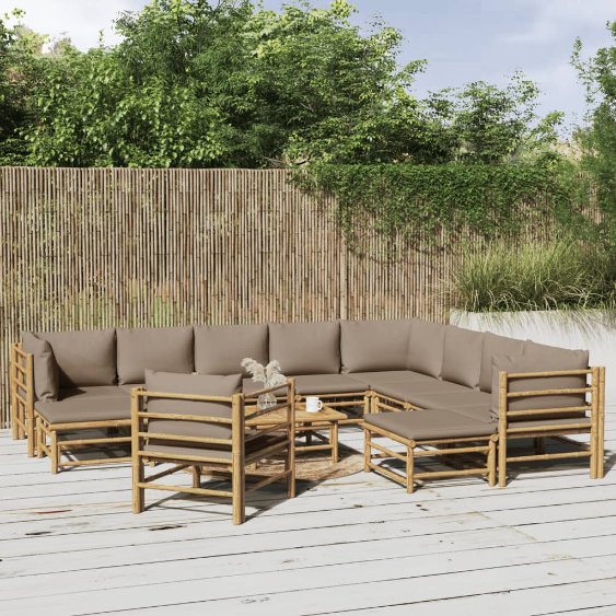 vidaXL 6-tlg. Garten-Lounge-Set mit Hellgrauen Kissen Bambus