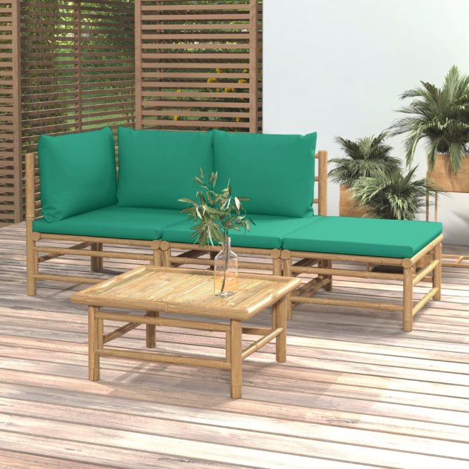 vidaXL 6-tlg. Garten-Lounge-Set mit Hellgrauen Kissen Bambus