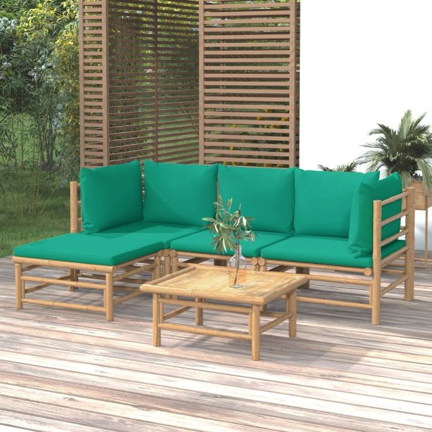 vidaXL 6-tlg. Garten-Lounge-Set mit Hellgrauen Kissen Bambus