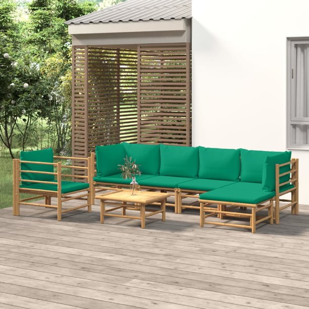 vidaXL 6-tlg. Garten-Lounge-Set mit Hellgrauen Kissen Bambus