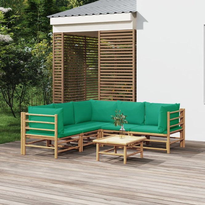 vidaXL 6-tlg. Garten-Lounge-Set mit Hellgrauen Kissen Bambus