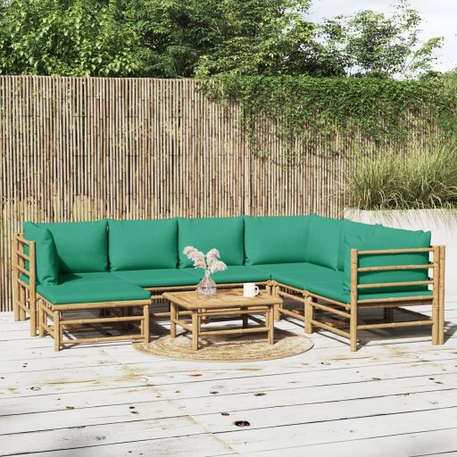 vidaXL 6-tlg. Garten-Lounge-Set mit Hellgrauen Kissen Bambus