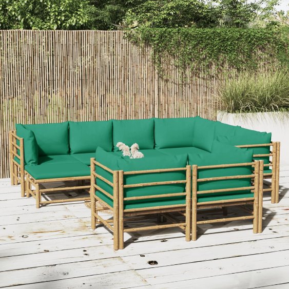 vidaXL 6-tlg. Garten-Lounge-Set mit Hellgrauen Kissen Bambus