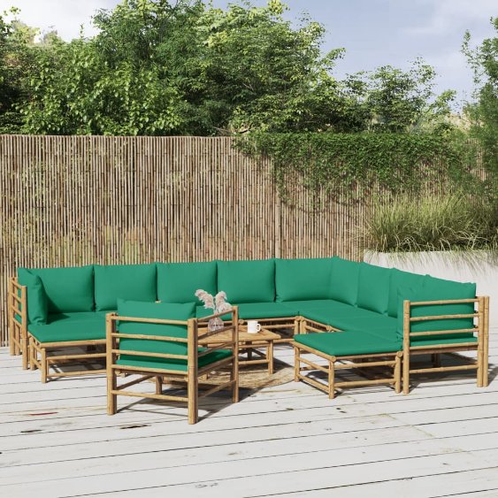 vidaXL 6-tlg. Garten-Lounge-Set mit Hellgrauen Kissen Bambus