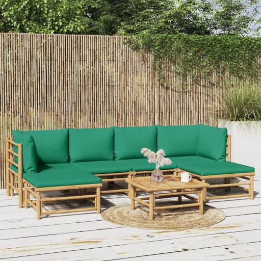 vidaXL 6-tlg. Garten-Lounge-Set mit Hellgrauen Kissen Bambus