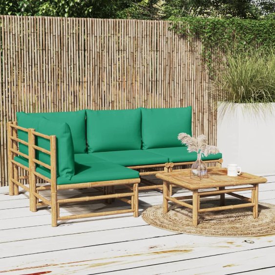 vidaXL 6-tlg. Garten-Lounge-Set mit Hellgrauen Kissen Bambus
