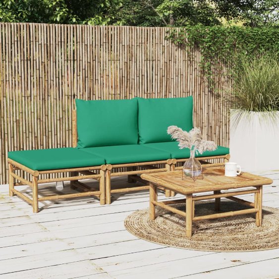 vidaXL 6-tlg. Garten-Lounge-Set mit Hellgrauen Kissen Bambus