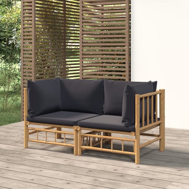 vidaXL 6-tlg. Garten-Lounge-Set mit Cremeweißen Kissen Bambus