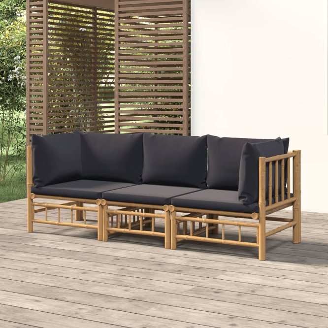 vidaXL 6-tlg. Garten-Lounge-Set mit Cremeweißen Kissen Bambus