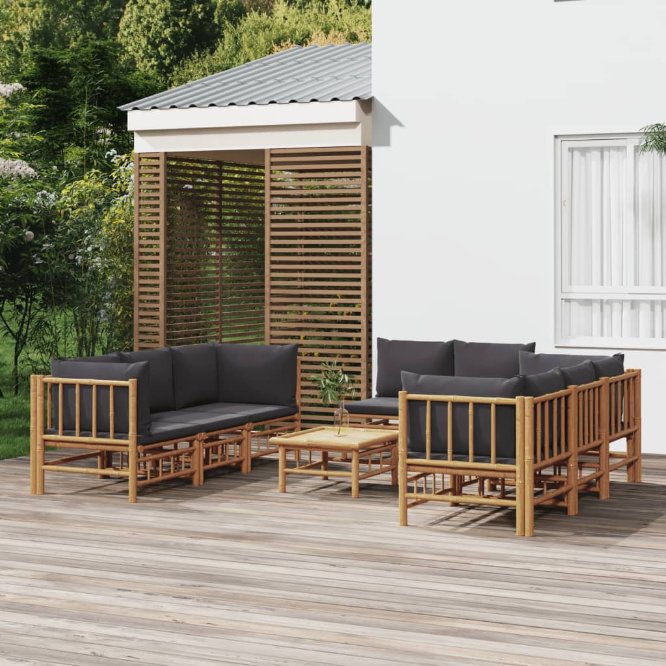 vidaXL 6-tlg. Garten-Lounge-Set mit Cremeweißen Kissen Bambus