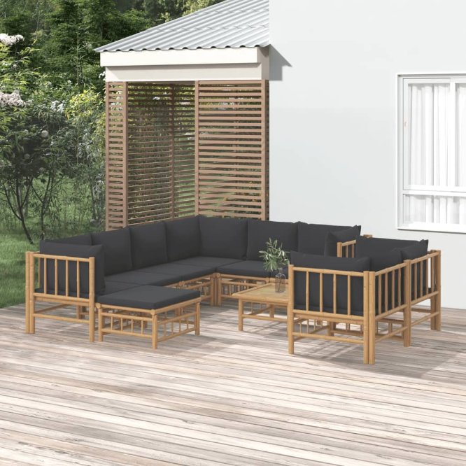 vidaXL 6-tlg. Garten-Lounge-Set mit Cremeweißen Kissen Bambus