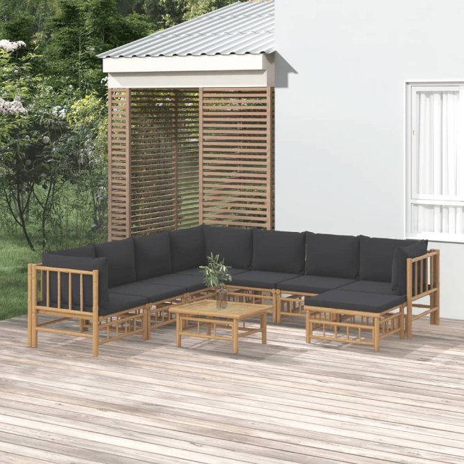 vidaXL 6-tlg. Garten-Lounge-Set mit Cremeweißen Kissen Bambus